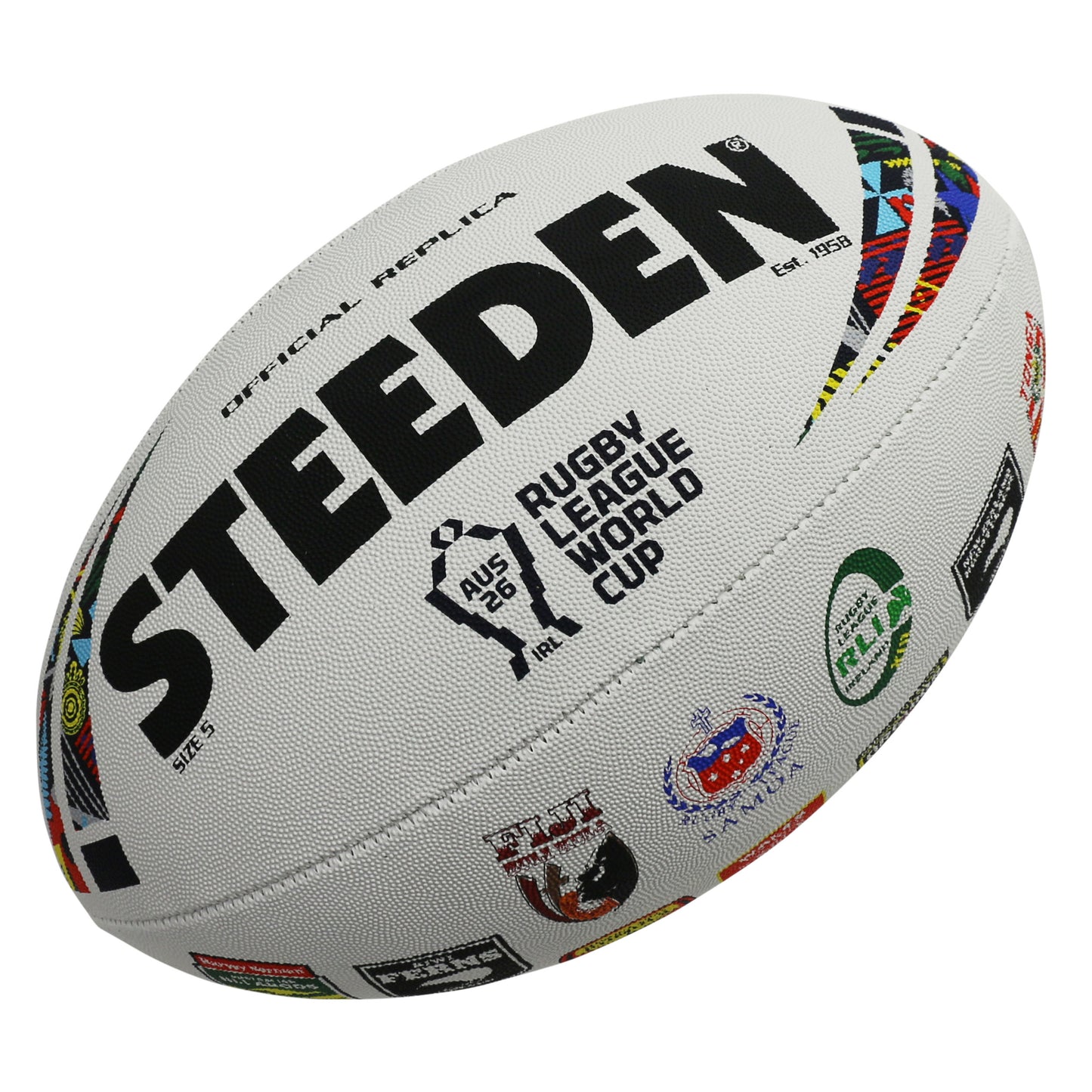 Steeden Rugby League World Cup 2026 All Team Logo Ball