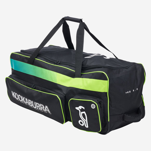 Kookaburra Pro 3.0 Cricket Wheelie Bag Black/lime New 2023-24