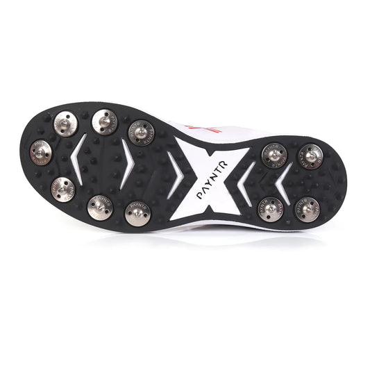Payntr X Cricket Spikes White/Black(Free Spare Metal Spikes)