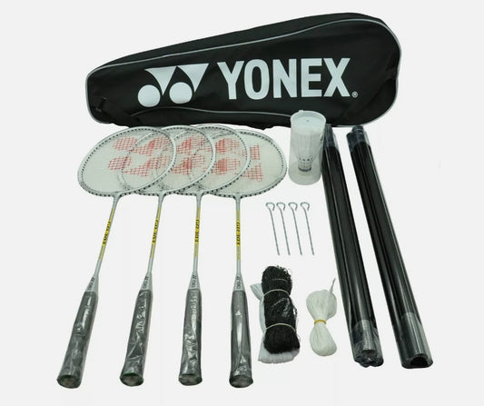 Yonex 4 Player Badminton Set (4 Racquets, 2 Shuttles, Net, Posts)