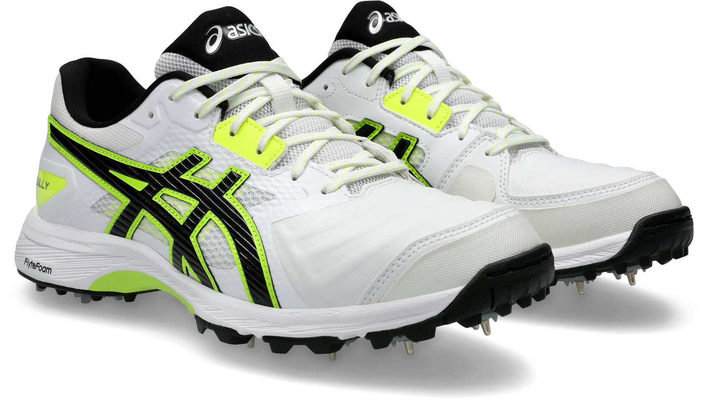 Asics Gel Gully 7 Full Spikes Cricket Spikes White/Safety Yellow