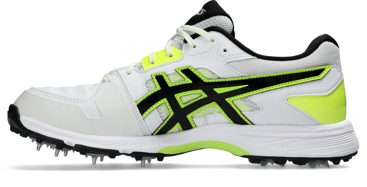 Asics Gel Gully 7 Full Spikes Cricket Spikes White/Safety Yellow