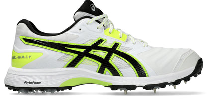 Asics Gel Gully 7 Full Spikes Cricket Spikes White/Safety Yellow