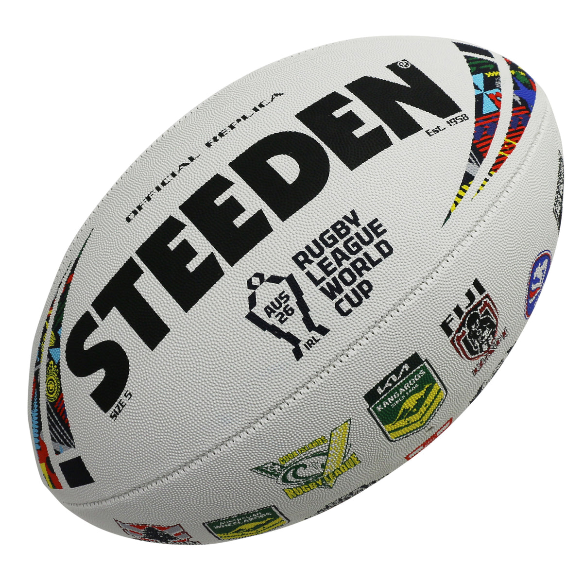 Steeden Rugby League World Cup 2026 All Team Logo Ball