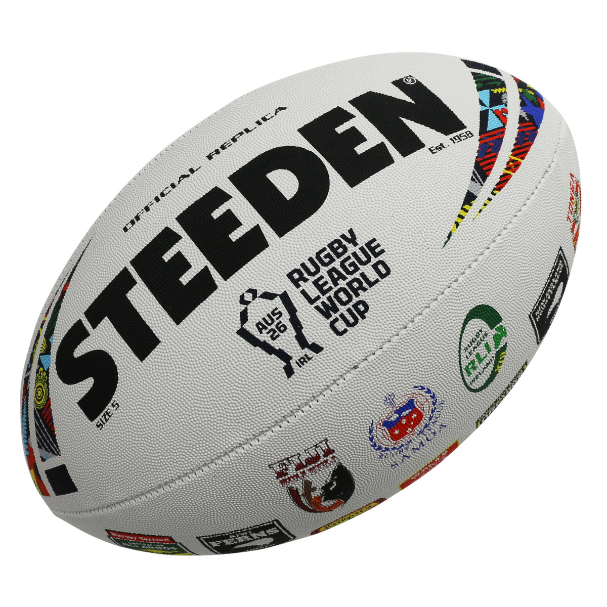 Steeden Rugby League World Cup 2026 All Team Logo Ball