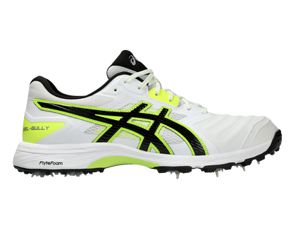 Asics Gel Gully 7 Full Spikes Cricket Spikes White/Safety Yellow