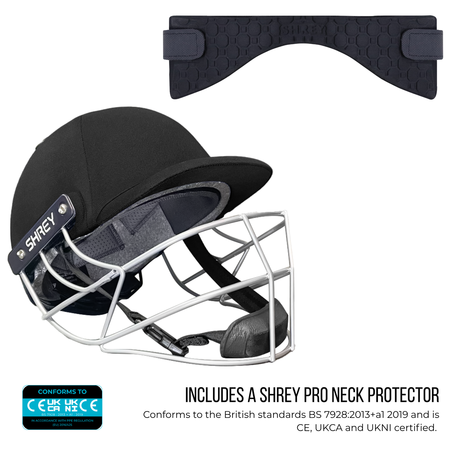 Shrey Classic 2.0 Cricket Helmet Black with Neck Guard