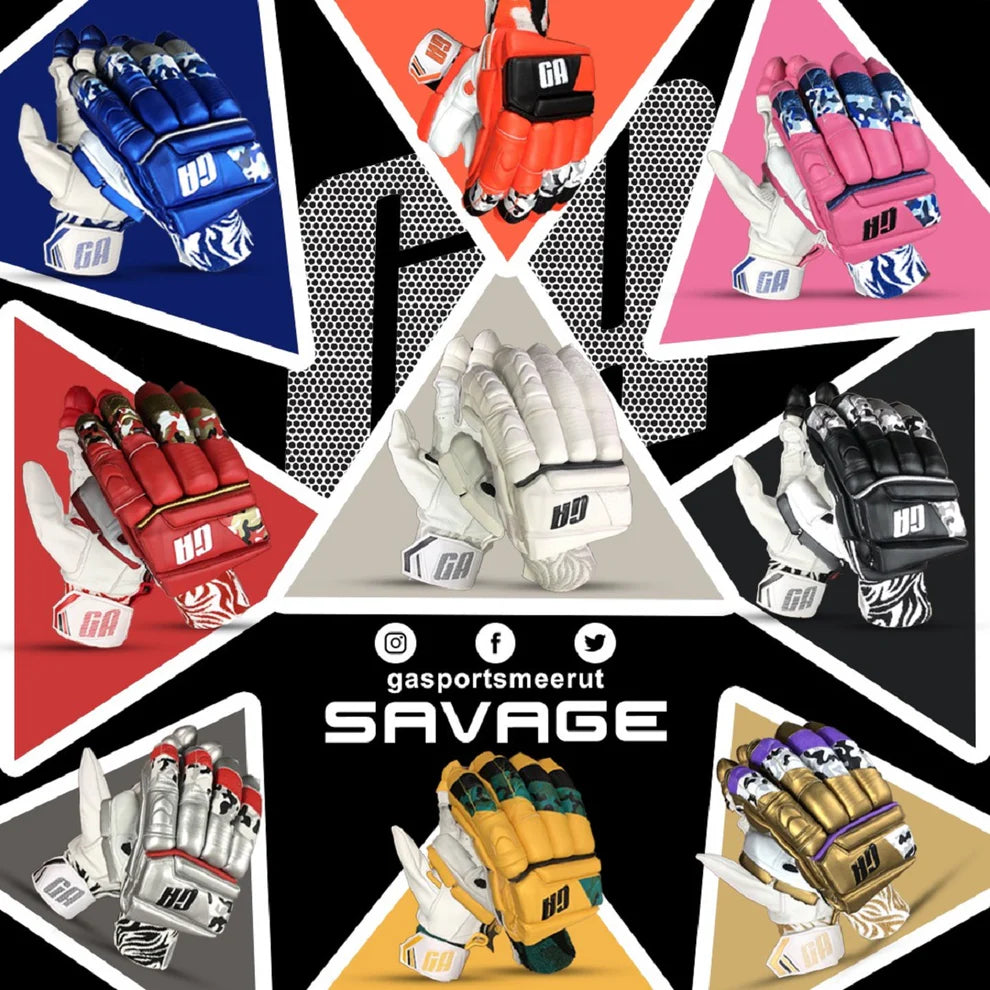 GA Savage Colored Cricket Batting Gloves