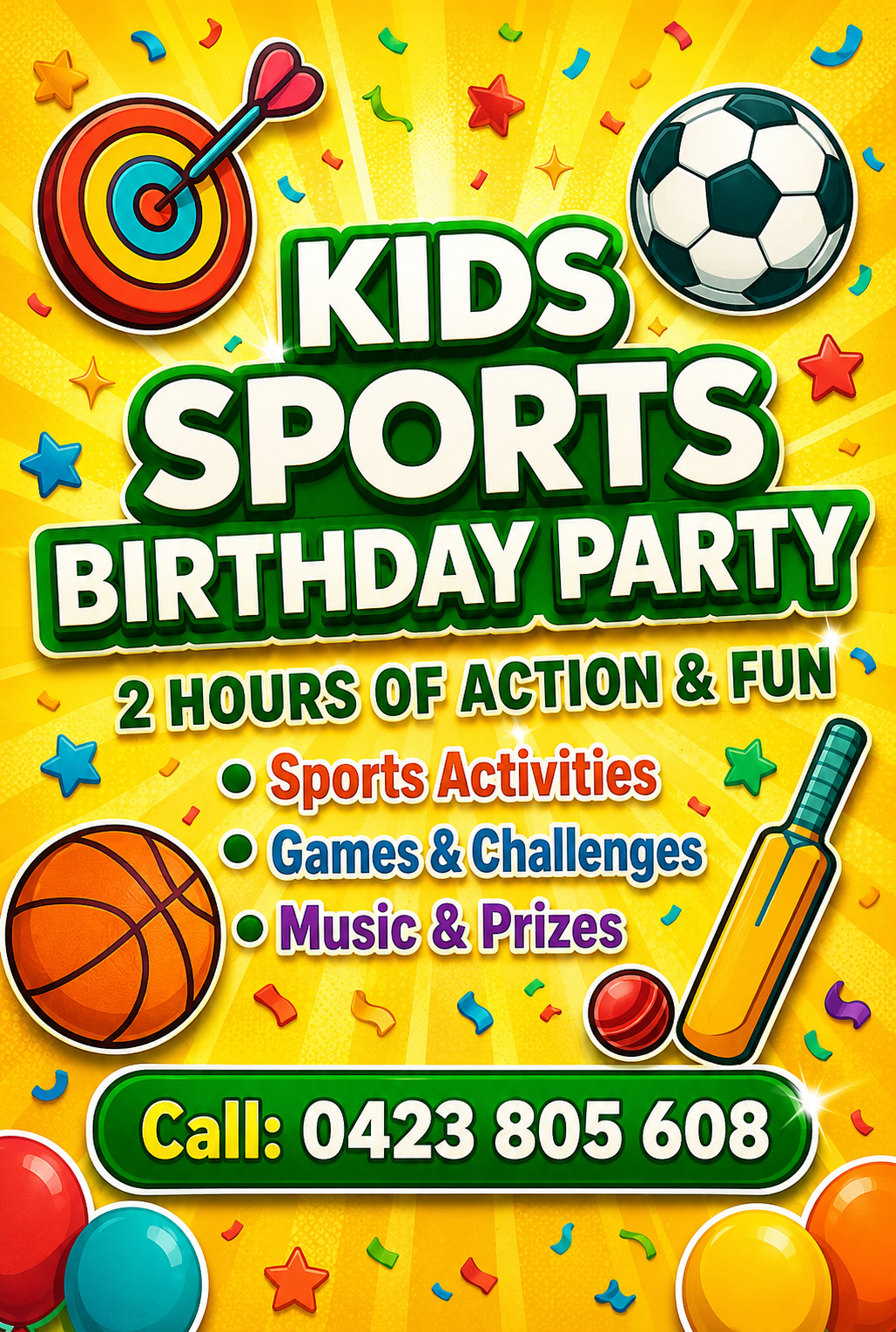 Kids Sports Birthday Party – 2 Hours of Fun & Action
