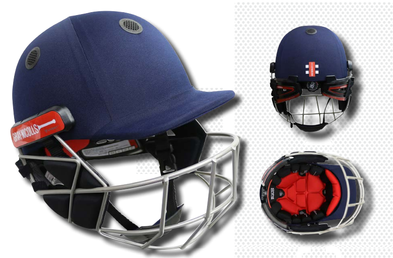 Gray Nicolls Evo Pro Cricket Titanium Grill Helmet with Neckguard (Navy)