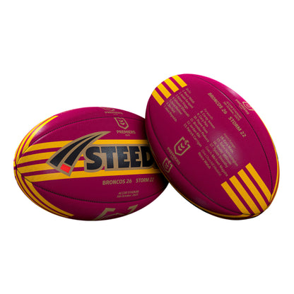 Brisbane Broncos NRL 2025 Premiers Steeden Ball Size 5