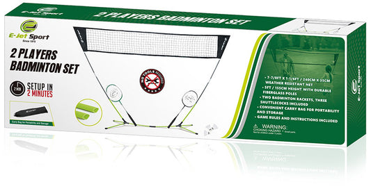 E-JET Sport 2 Player Badminton Set With Net