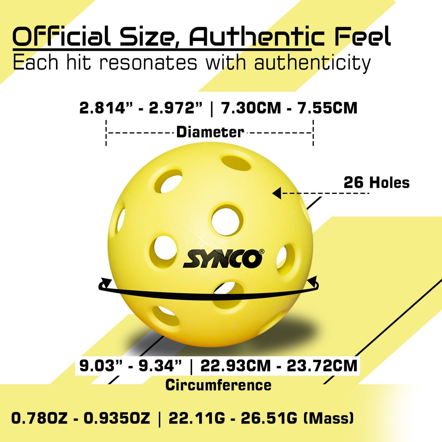 Synco Pickleball Ball S26 High Performance Indoor Pickleball Set of 3