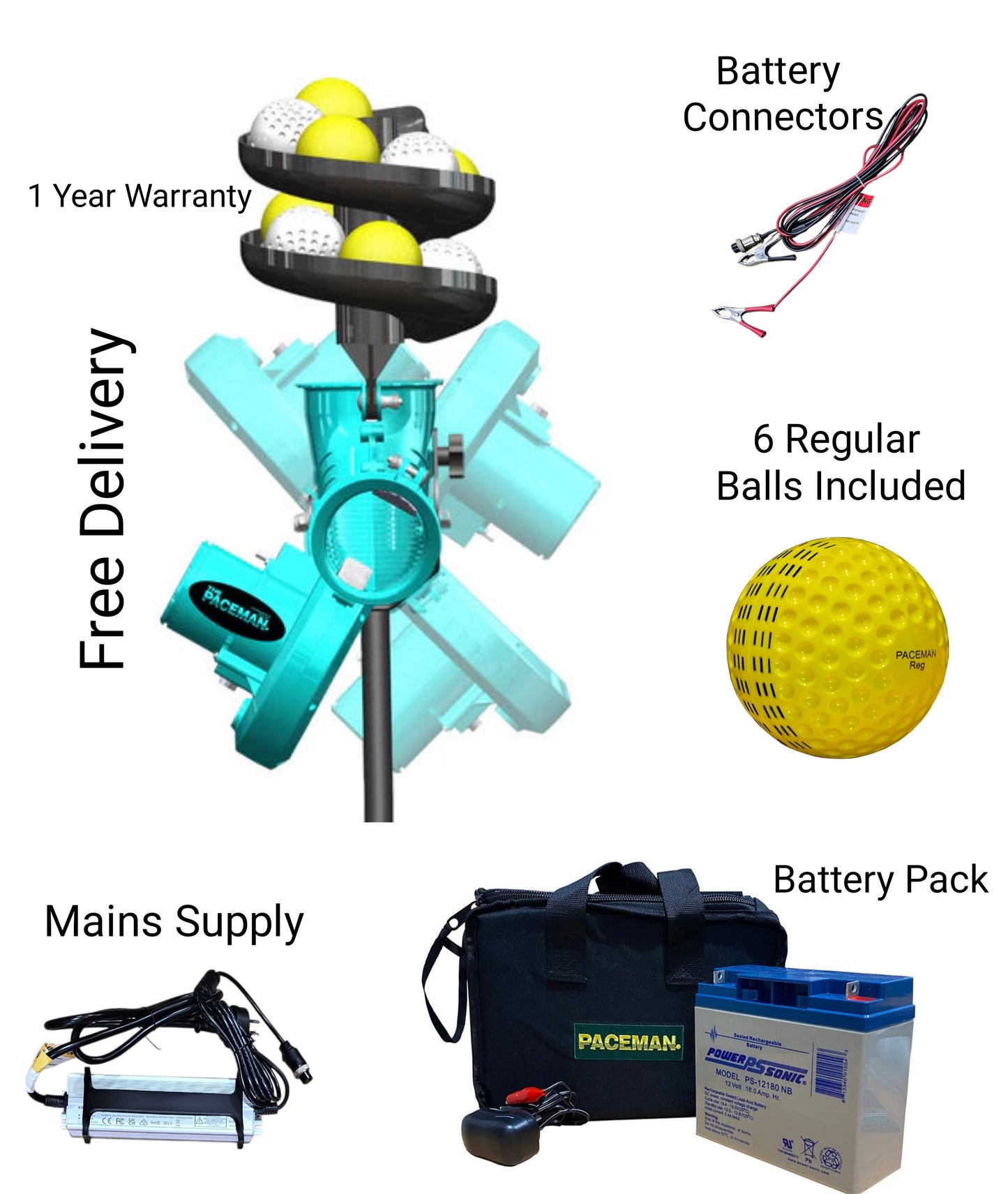 Paceman 195 Shift Cricket Bowling Machine Bundle