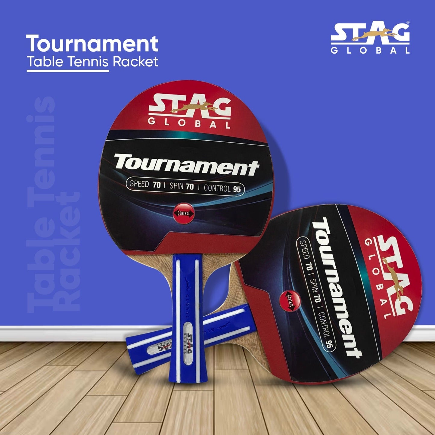 STAG Tournament Table Tennis Racquet Speed 70, Spin 70, Control 95