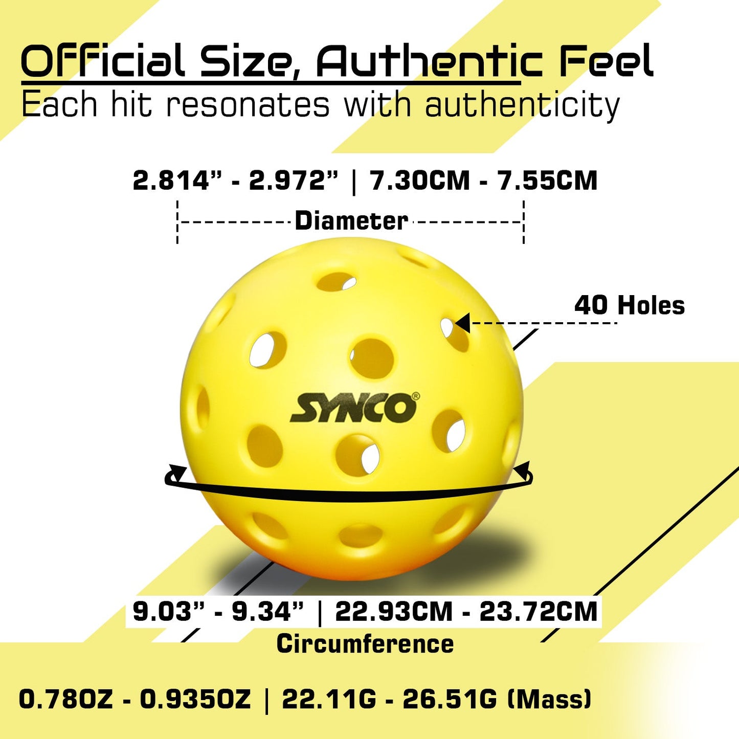 Synco Pickleball Ball S40 High Performance Outdoor Pickleball Set of 3