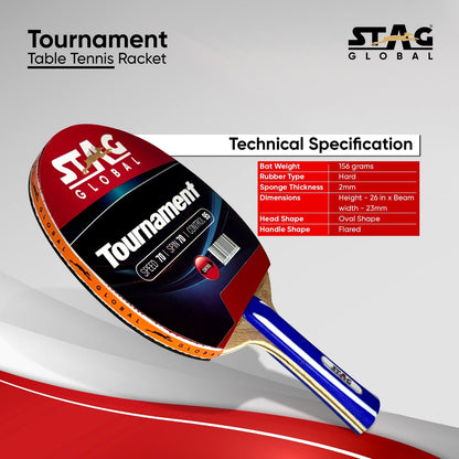 STAG Tournament Table Tennis Racquet Speed 70, Spin 70, Control 95