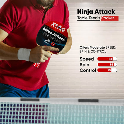 STAG Ninja Attack Table Tennis Racket Professional and Intermediate Level, High Speed and Spin Control
