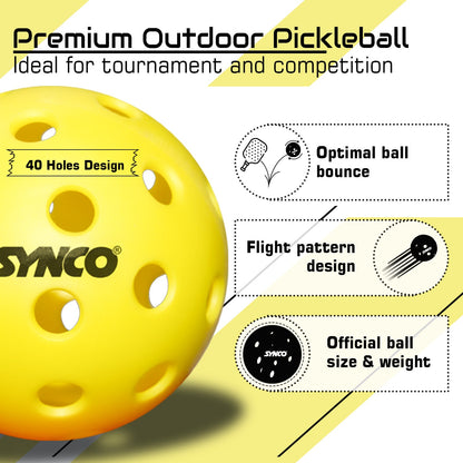 Synco Pickleball Ball S40 High Performance Outdoor Pickleball Set of 3