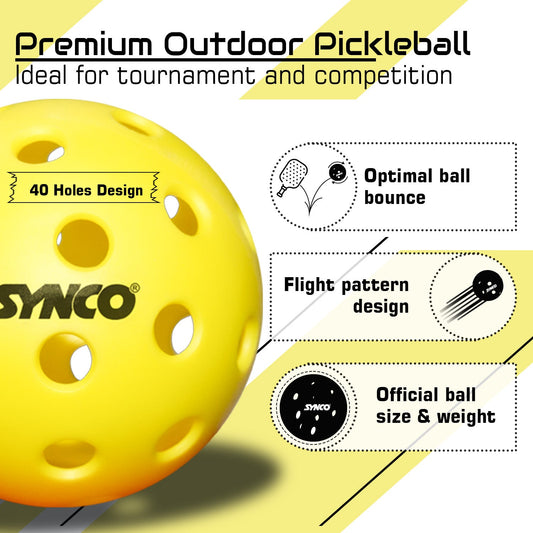 Synco Pickleball Ball S40 High Performance Outdoor Pickleball Set of 3