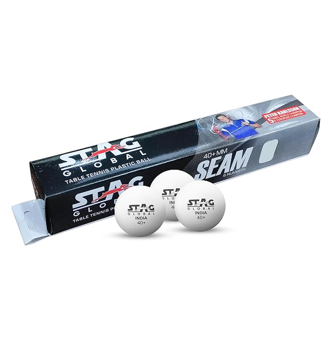 STAG Seam Plastic Table Tennis Ball White One Dozen