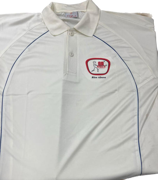 GA Cricket Shirt Cream/Off White Short Sleeves Slim Fit